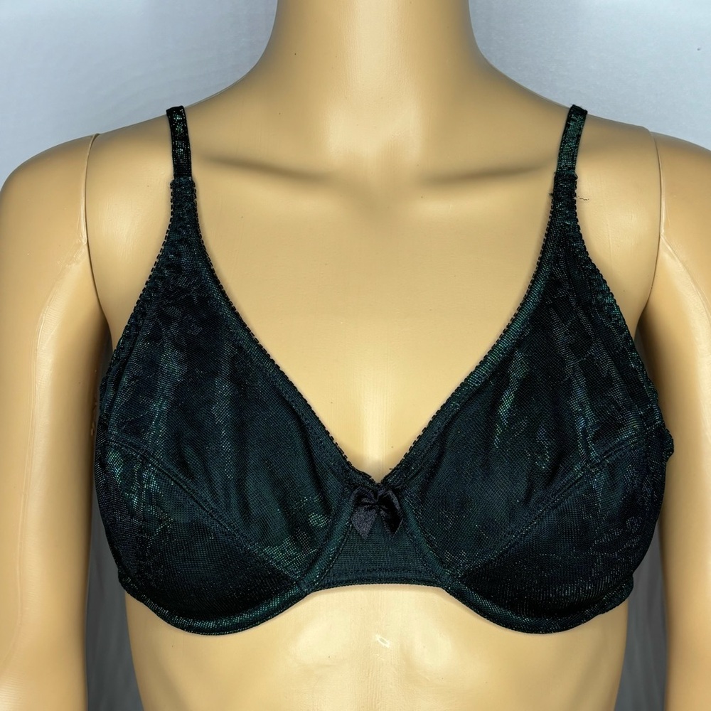 Vintage Black & Green Liquid Mesh Non-Padded Underwire Bra
